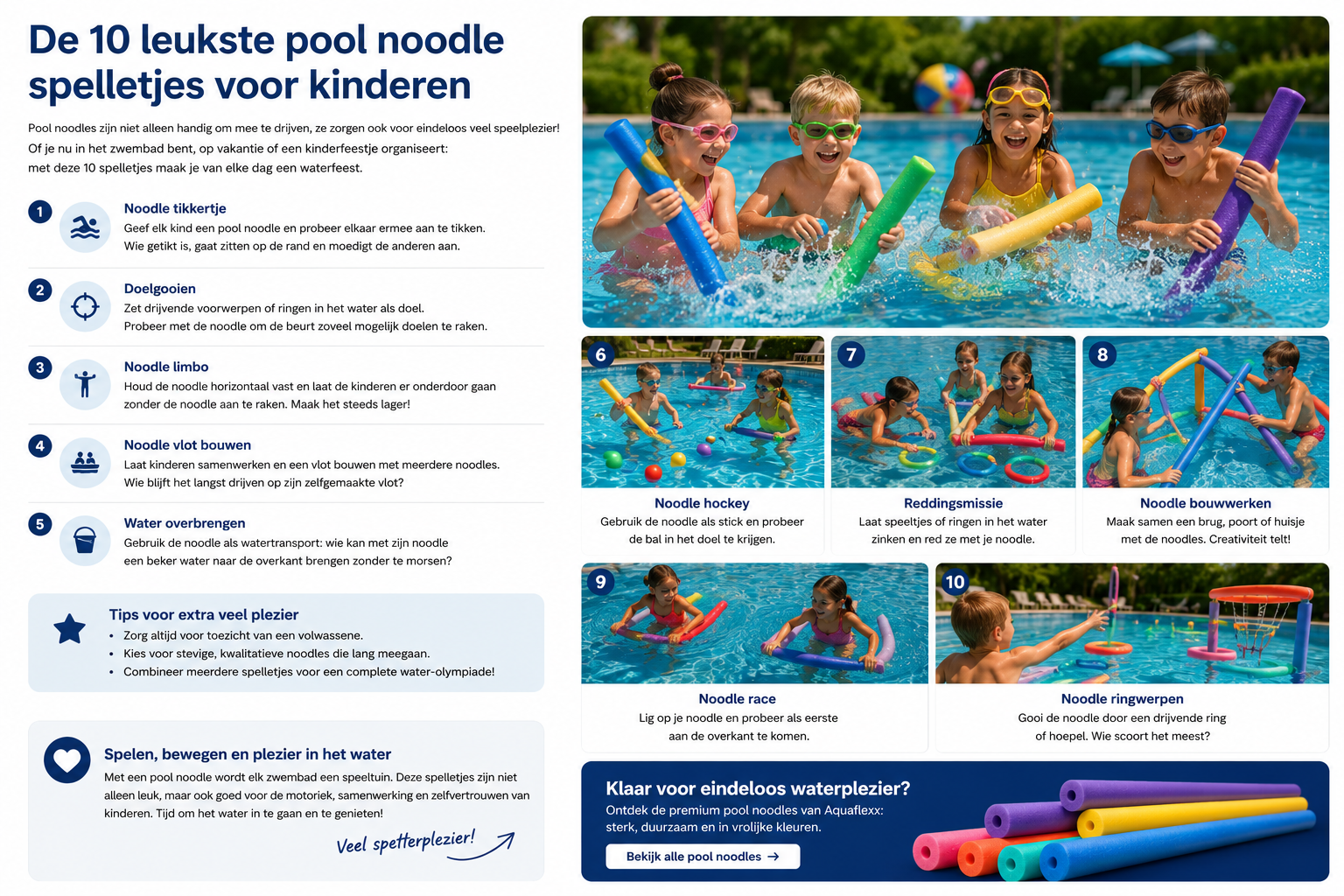 De 10 leukste pool noodle spelletjes voor kinderen